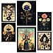 Set Di 6 Stampe Dipinto Decorativo Collage Surreale In Floreale Mistico Esoterico Incorniciato Con Illustrazioni A3 & A4 Cornice Nera - Foto miniatura 1