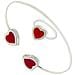 Bracciale E Anello A Forma Di Cuore In Argento 10µ Rosso - Foto miniatura 1