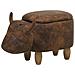 Pouf In Tessuto Similpelle Marrone Cow - Foto miniatura 1