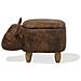 Pouf In Tessuto Similpelle Marrone Cow - Foto miniatura 5