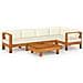 Set Divani Giardino 6 pz Cuscini Bianco Crema in Legno d'Acacia - Foto miniatura 2