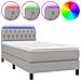 Letto A Molle Materasso E Led Grigio Chiaro 100x200 Cm Tessuto - Foto miniatura 2