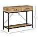 Tavolo Consolle Stile Vintage in Metallo e Legno con 2 Cassetti e Mensola, 100x35x76.5cm, Marrone - Foto miniatura 3