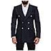 Blazer Doppiopetto Patchwork Di Lana Blu - It48 - M - Foto miniatura 1