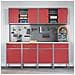 Set da lavoro di 10 pezzi con armadi e tavolo, ganci rossi in MDF e metallo - Foto miniatura 4