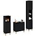 Set di Mobili da Bagno in 3 Pezzi Rovere Nero Legno Ingegnierizzato - Foto miniatura 3
