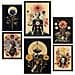 Set Di 6 Stampe Pittura Decorativa Collage Surreale In Mistico Esoterico In Toni Pastello Incorniciato Con Illustrazioni A3 & A4 Cornice Nera - Foto miniatura 1