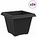 Vaso quadrato per fiori 24 pcs Nero 38 x 38 x 30 cm Plastica - Foto miniatura 1