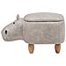 Pouf In Tessuto Similpelle Grigio Chiaro Hippo - Foto miniatura 12