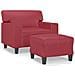 Poltrona Con Poggiapiedi Rosso Vino 60 Cm In Similpelle - Foto miniatura 2