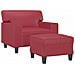 Poltrona Con Poggiapiedi Rosso Vino 60 Cm In Similpelle - Foto miniatura 3