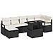 Set Divano da Giardino 8 Pezzi con Cuscini Nero Polyrattan, Divano da Giardino 2 Posti con Cuscini Nero Polyrattan - Foto miniatura 1