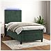 Letto a Molle con Materasso e LED Verde Scuro 90x200cm Velluto - Foto miniatura 2