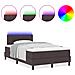 Letto con Box Spring e Materasso & LED Marrone Scuro 120x190 cm Tessuto - Foto miniatura 4