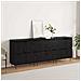 Sideboards 3 pcs Rovere nero 180 x 35 x 70 cm Legno multistrato - Foto miniatura 4