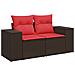 Set di divani 8 pz Marrone e Rosso Rattan sintetico e Acciaio - Foto miniatura 2