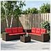 Set di divani 8 pz Marrone e Rosso Rattan sintetico e Acciaio - Foto miniatura 4