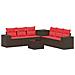 Set di divani 8 pz Marrone e Rosso Rattan sintetico e Acciaio - Foto miniatura 1