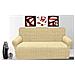 Copridivano Elasticizzato Jacquard Made In Italy - 3 Posti, Oro, Adattabile Da 170 A 250 Cm