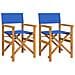 Sedie Da Regista Pieghevoli 2 Pz Blu In Legno Massello Di Teak - Foto miniatura 2