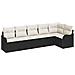 Set di Divano da Giardino 6 Pezzi con Cuscini Nero Polyrattan, Divano da Giardino 2 Posti con Contenitore e Cuscini Nero Polyrattan - Foto miniatura 1
