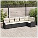 Set di Divano da Giardino 6 Pezzi con Cuscini Nero Polyrattan, Divano da Giardino 2 Posti con Contenitore e Cuscini Nero Polyrattan - Foto miniatura 2