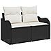Set di Divano da Giardino 6 Pezzi con Cuscini Nero Polyrattan, Divano da Giardino 2 Posti con Contenitore e Cuscini Nero Polyrattan - Foto miniatura 4