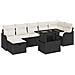Set Divano da Giardino 8 Pezzi con Cuscini Nero Polyrattan, Divano da Giardino 2 Posti con Cuscini Nero Polyrattan - Foto miniatura 1