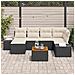 Set Divano da Giardino da 7 Pezzi con Cuscini Neri in Polyrattan Acacia - Foto miniatura 3