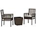 Set Bistro da Giardino a 3 Pezzi con Cuscini Marrone in Polyrattan - Foto miniatura 1
