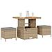 Set da pranzo giardino 3 pezzi con cuscini Beige Poly Rattan Acacia - Foto miniatura 3