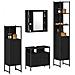 Set di Mobili da Bagno in 4 Pezzi in Legno Ingegnerizzato Nero Rovere - Foto miniatura 3