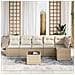 Set Divano da Giardino con cuscino 7 pcs Marrone Poly Rattan - Foto miniatura 3