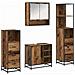Set di mobili per il bagno con cassetto 4 pcs Legno vecchio - Foto miniatura 1