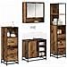 Set di mobili per il bagno con cassetto 4 pcs Legno vecchio - Foto miniatura 3