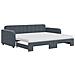 Divano Letto Estraibile Materassi Grigio Scuro 90x200cm Velluto - Foto miniatura 2