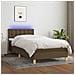 Letto a Molle Materasso e LED Marrone Scuro 80x200cm in Tessuto - Foto miniatura 3
