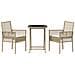 Set da giardino 3 pezzi  con cuscini color beige in polyrattan - Foto miniatura 7