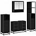 Set di mobili per il bagno 4 pcs Rovere Nero Legno multistrato - Foto miniatura 1