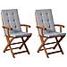 Set Di 2 Sedie Da Giardino Con Cuscini Maui Premium Legno D \'acacia Grigio Chiaro - Foto miniatura 2