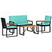 Set Mobili da Esterno 4 pcs Nero e Turchese polyrattan - Foto miniatura 1