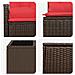 Set di divani 6 pz Marrone e Rosso Rattan sintetico e Acciaio - Foto miniatura 6