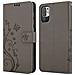 Custodia Compatibile Con Xiaomi Redmi Note 10 5g / Poco M3 Pro 5g In Grigio Fiore - Coperchio Protettivo In Design Floreale Con Chiusura Magnetica, Funzione Stand E Slot Per Carte - Foto miniatura 8