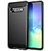 Custodia Compatibile Con Samsung Galaxy S10 Plus In Brushed Nero - Coperchio Protettivo In Silicone Tpu Flessibile In Look Acciaio Inossidabile-fibra Di Carbonio - Foto miniatura 1