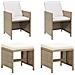 Sedie Da Giardino Con Sgabelli 2 Pz In Polyrattan Beige - Foto miniatura 1