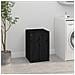 Contenitore Per Bucato Nero 44x44x66 Cm Legno Massello Pino - Foto miniatura 3
