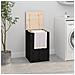 Contenitore Per Bucato Nero 44x44x66 Cm Legno Massello Pino - Foto miniatura 1