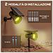 Set 2 Luci Da Giardino Solari Rgb Con 2 Modalità Di Illuminazione, In Pp E Pc, 10.6x15x38 Cm, Nero - Foto miniatura 5