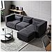 Modular Divano Componibile 3 Posti In Velluto A Coste Grigio Con Pouf - Foto miniatura 5