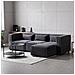 Modular Divano Componibile 3 Posti In Velluto A Coste Grigio Con Pouf - Foto miniatura 6